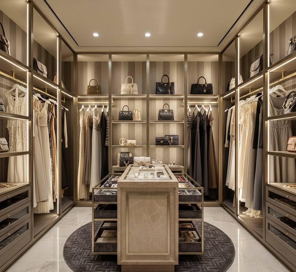 Op maat gemaakte kast met glas